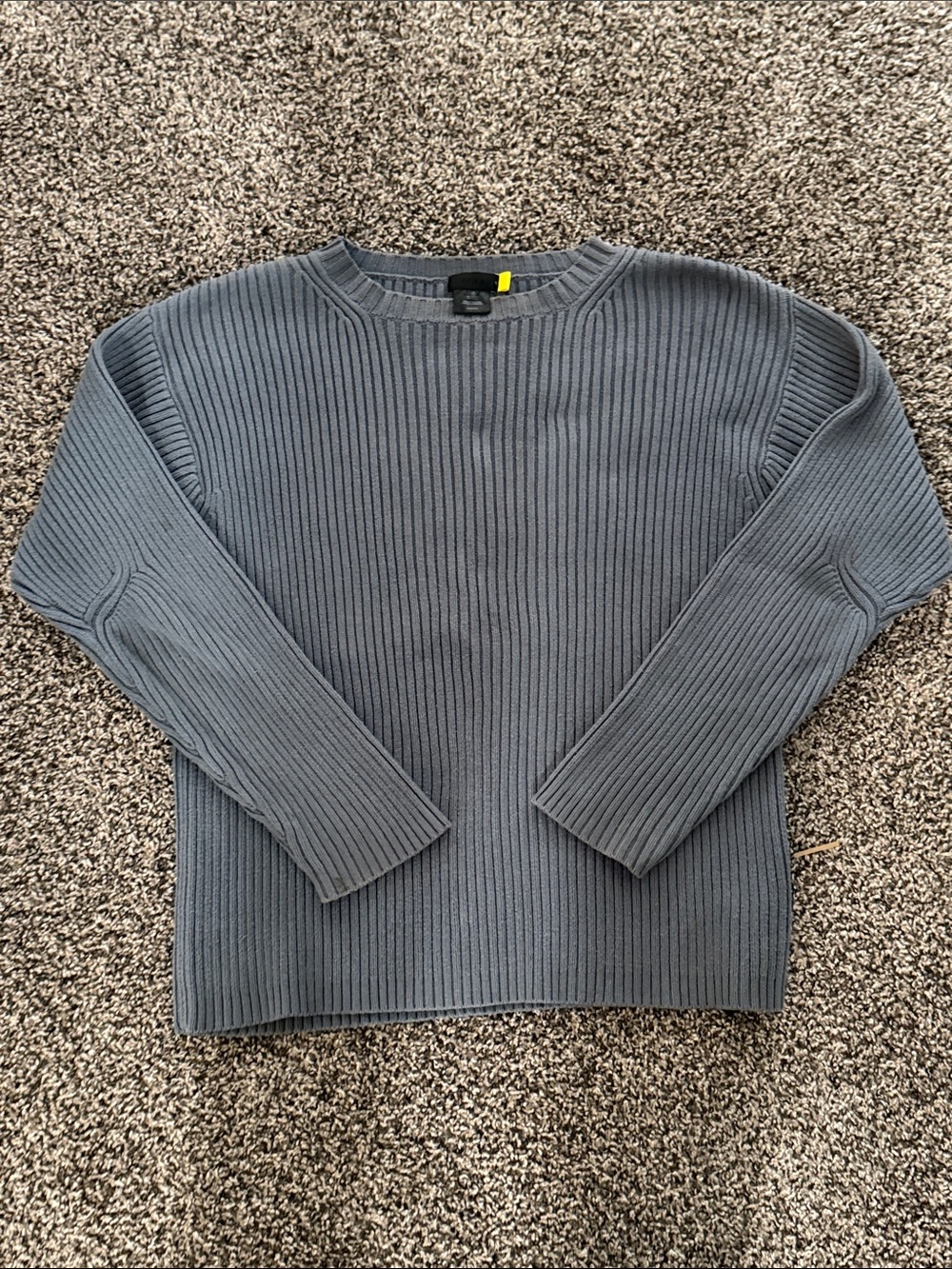 Vintage Men's Ribbed Crewneck Sweater in Charcoal Gray